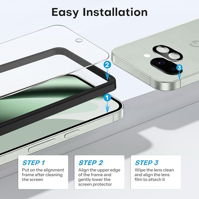 OMOTON 3 Pack Screen Protector for Google Pixel 10a +2 Pack Camera Lens - Image 4