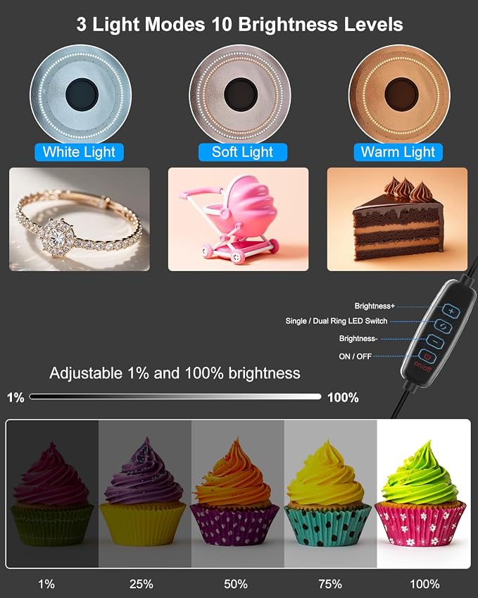 Photo Studio Box, PULUZ 40cm Folding Lightbox 160 LED Ring Light Portable Photo - Image 2