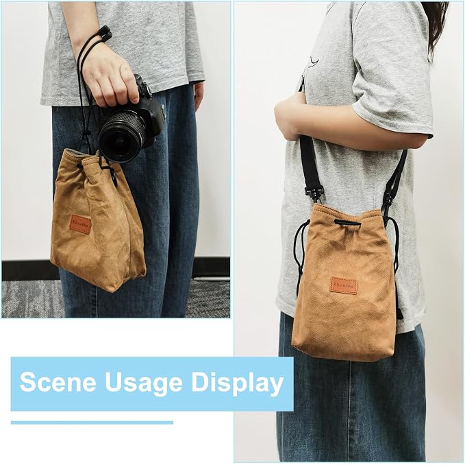 PATIKIL Camera Lens Pouch, L Size Drawstring Lens Case Flannel Camera Lens - Image 6