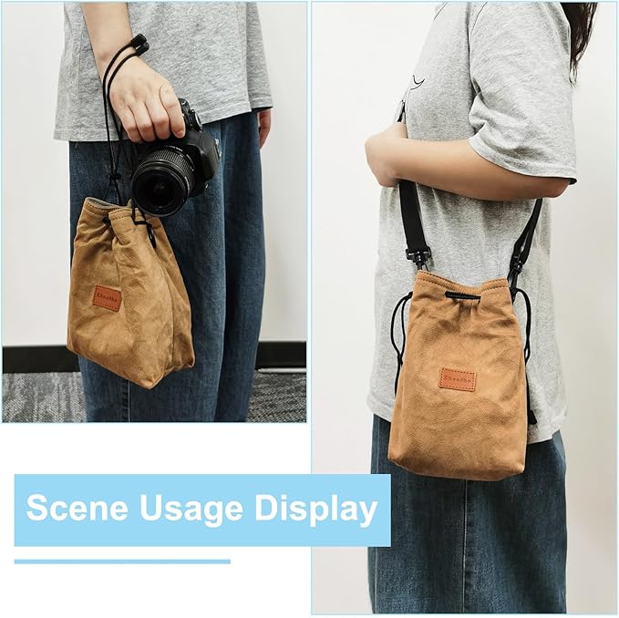PATIKIL 6.3 x 4.3 Inch Camera Lens Pouch, S Size Drawstring Lens Case Flannel - Image 6