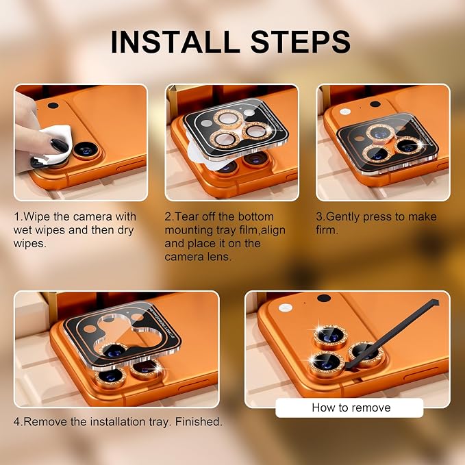 Misea Compatible for iPhone 17 Pro/iPhone 17 Pro Max Camera Lens Protector Bling - Image 7