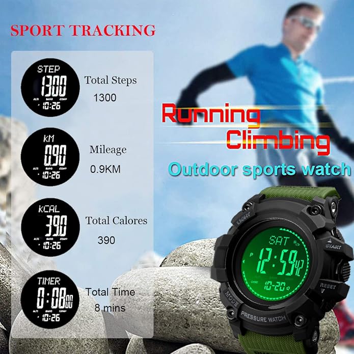Watch Compass, Altimeter Barometer Thermometer Temperature, Military Army - Image 5