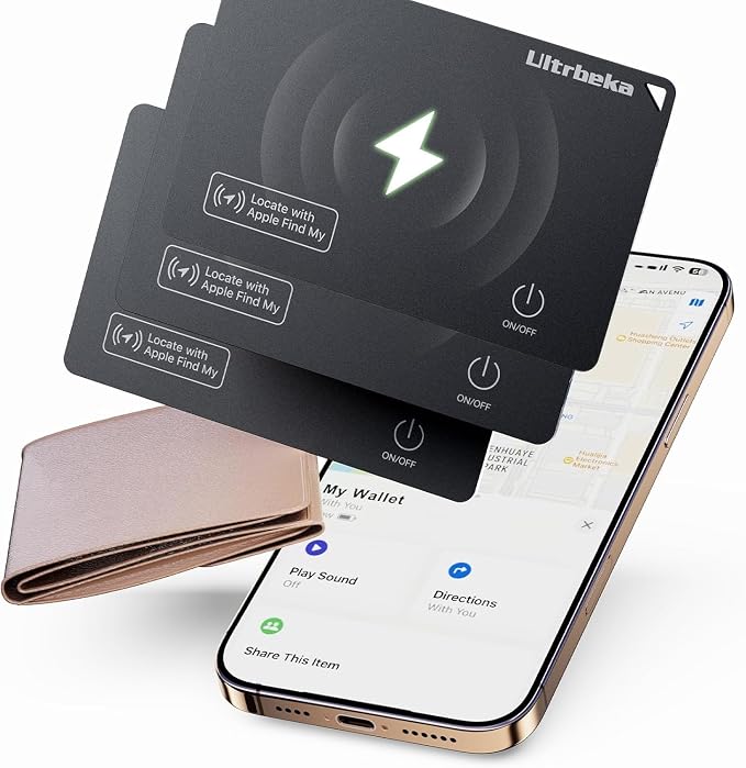 Ultrbeka Rechargeable Ultra-Thin Wallet Tracker Card 0.094in IP68 Waterproof by Ultrbeka