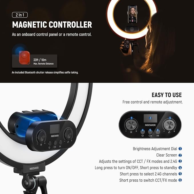 NEEWER RL45B 18" Edge Lit Desk Ring Light - Image 5