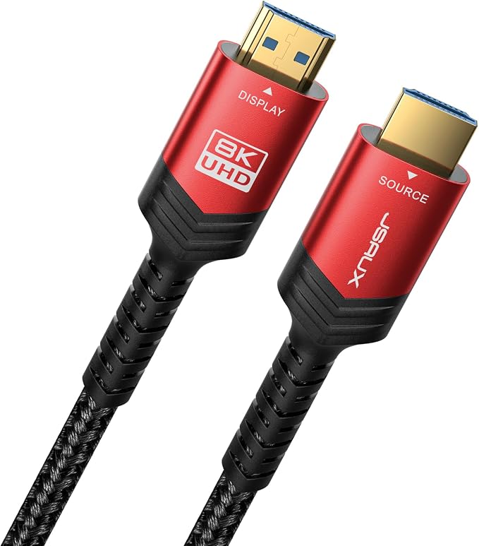 JSAUX Fiber Optic 8K Long HDMI Cable 30 ft 2.11 Pack 48Gbps Ultra High Speed by JSAUX
