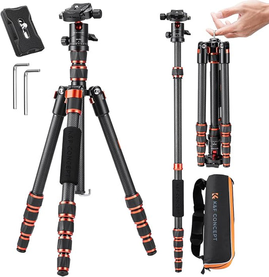 K&F Concept 60 inch Carbon Fiber Camera Tripod, Super Lightweight Compact by KFCONCEPT