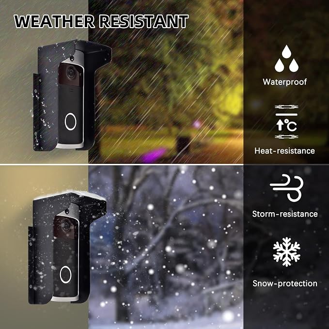 Doorbell Rain Cover Ring Doorbell Anti-Glare, Steel Weather-Blocking Cover - Image 2