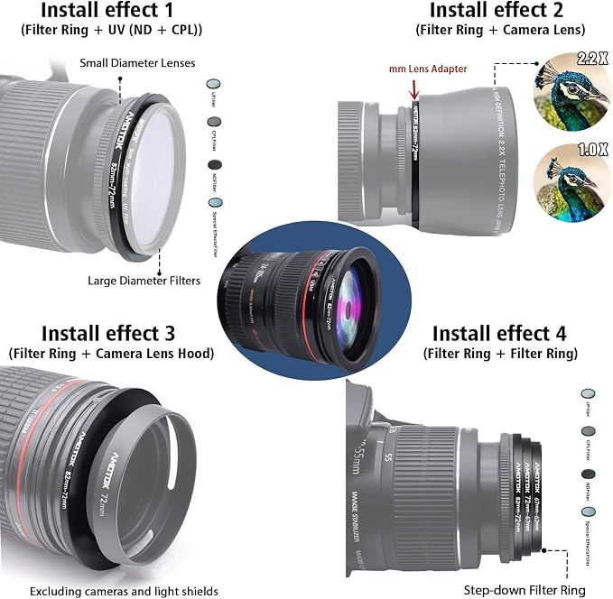 82mm Lens to 72mm Camera Lens Adapter, 82mm to 72mm Filter Step-Down Ring - Image 6