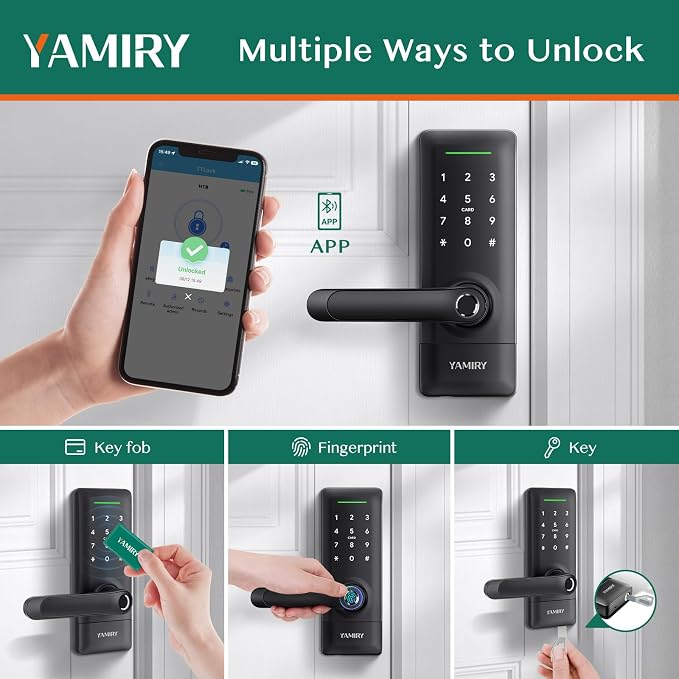 Yamiry Smart Door Lock, Biometric Fingerprint, Keyless Entry, App Control - Image 2