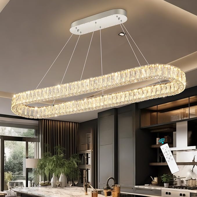 HAIXIANG Modern Crystal Chandelier Dimmable LED Long Chandeliers by HAIXIANG