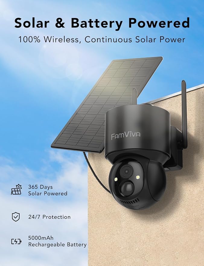 2K Solar Security Cameras Wireless Outdoor, 360°PTZ Battery Powered Cameras - Image 8