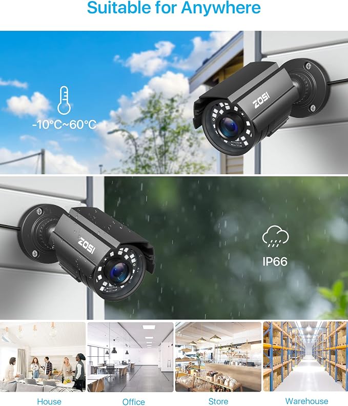 ZOSI 4PK 1920TVL 1080P Security Camera 3.6mm Lens 2MP CCTV Camera Home Security - Image 7