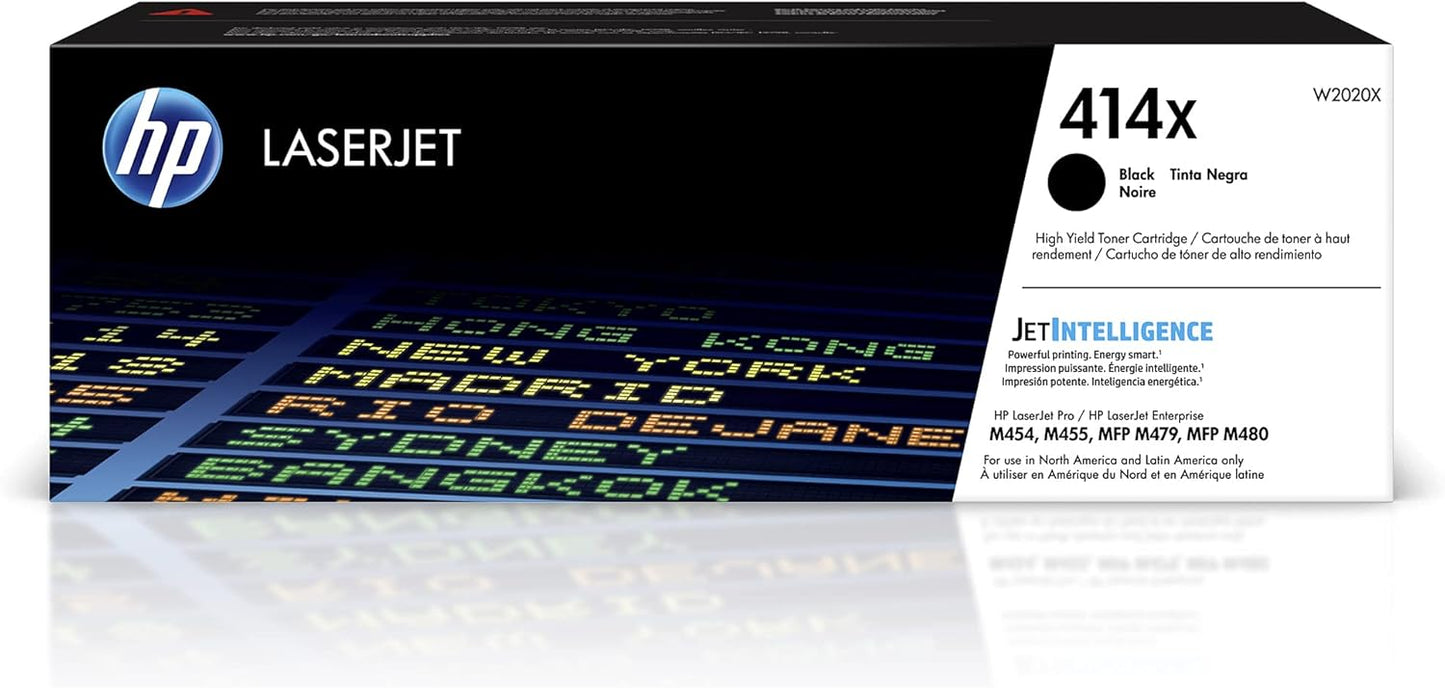 HP 414X Black High-yield Toner Cartridge | Works HP Color LaserJet Enterprise M455dn, MFP M480f; HP Color LaserJet Pro M454 Series, MFP M479 Series