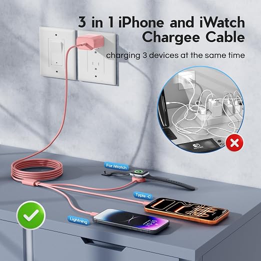 Upgraded Apple Watch Charger, 3 in 1 Multi Charging Cable 6FT, Magnetic Fast - Image 2