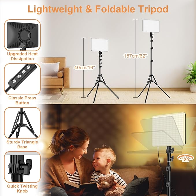2-Pack LED Video Lighting Kit, Anautin 15W/1700Lux Photography Lighting - Image 4