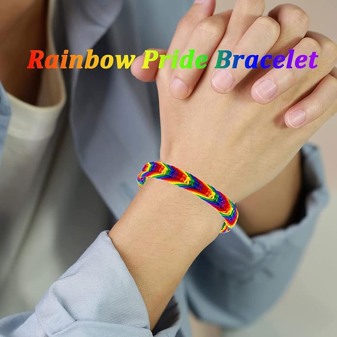 Nanafast Titanium Stainless Steel Rainbow LGBT Pride Bracelet Handmade Braided - Image 7