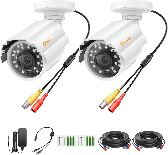 Anlapus 2 Pack 1080P HD Security Cameras, 80ft Night Vision, IP66 Weatherproof by Anlapus