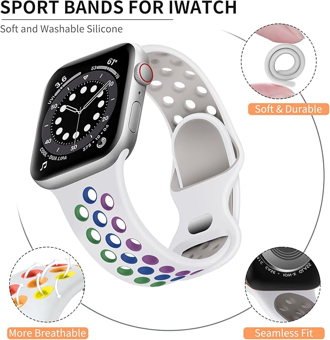 Lerobo Compatible with Apple Watch Bands 44mm 45mm 42mm 46mm 49mm, Sport Soft - Image 8