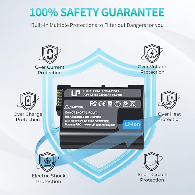 LP EN-EL15C Replacement Battery, 2200 mAh EN-EL15a/EN-EL15b Battery Compatible - Image 5