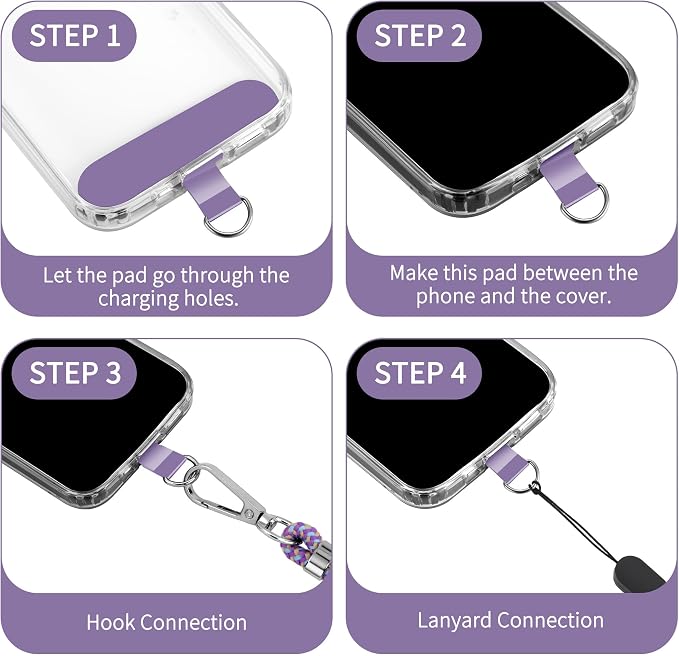 CACOE Phone Lanyard 2 Pcs-1 Pcs Adjustable Neck Strap, 2 Pads, Universal - Image 3