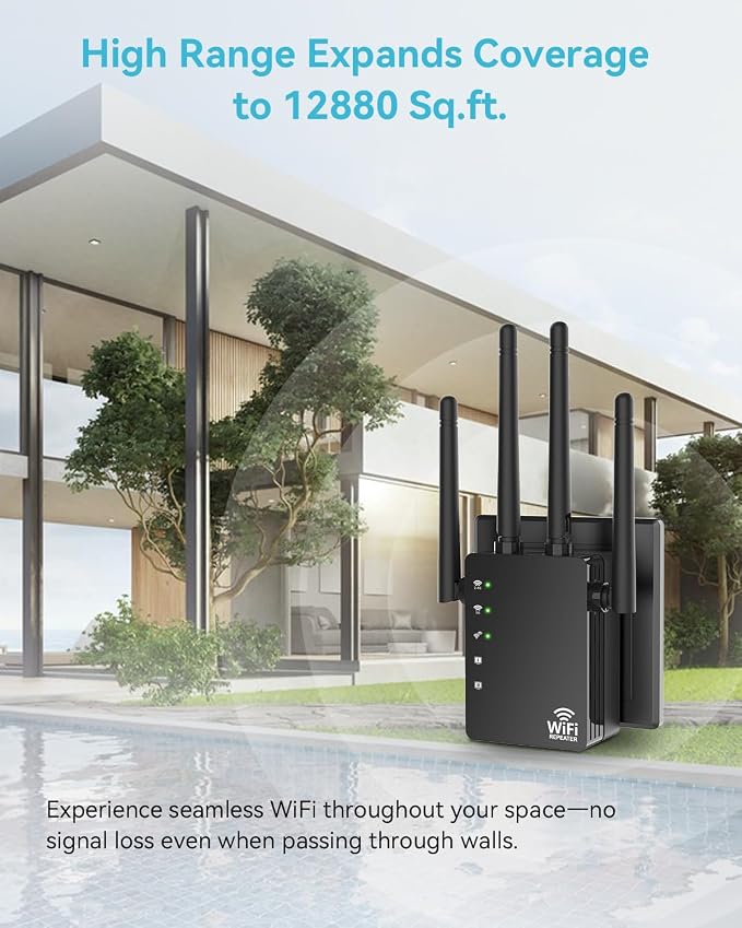 WiFi Repeater Signal Extender, Extends Coverage to 12880 Sq.ft, Handles 105 - Image 2