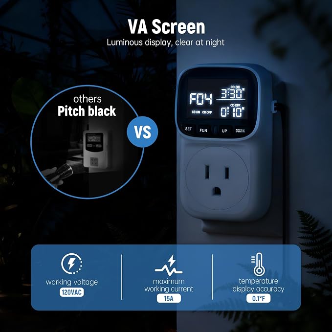 Digital Temperature Controller, 15A/1800W Thermostat Outlet - Image 6