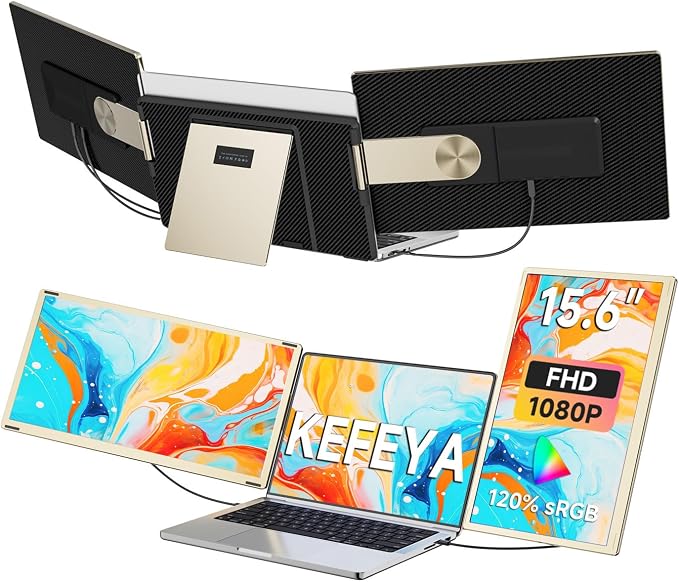 KEFEYA Laptop Screen Extender 15.6", FHD 1080P Portable Triple Monitor by KEFEYA