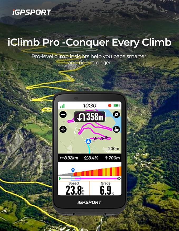 iGPSPORT BiNavi Bike Computer, 3.5‘’ Touch Screen Map Navigation Music Control - Image 6