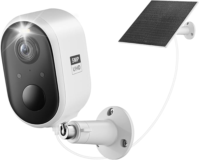 Solar Security Camera Outdoor Wireless, 5MP Color Night Vision, Battery Powered by Aurumbach
