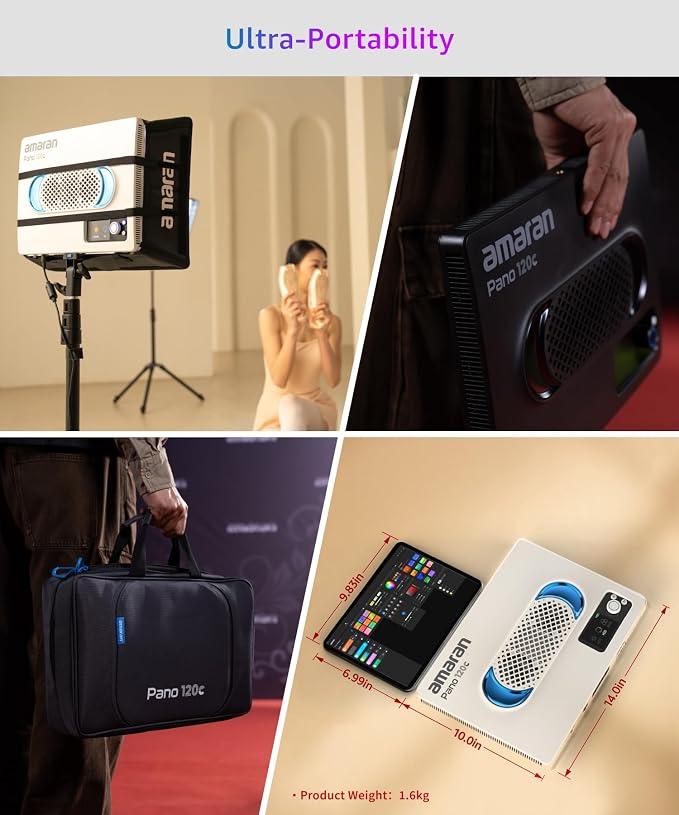 amaran Pano 120c Kit RGB LED Video Light, 120w Full Color Panel Light, Compact - Image 2
