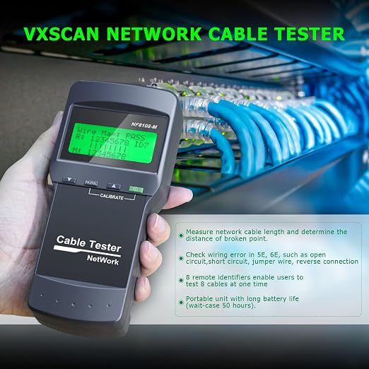 RJ45 Network Cable Tester, VXSCAN 8 Remote Units Network LAN Length Ethernet - Image 2