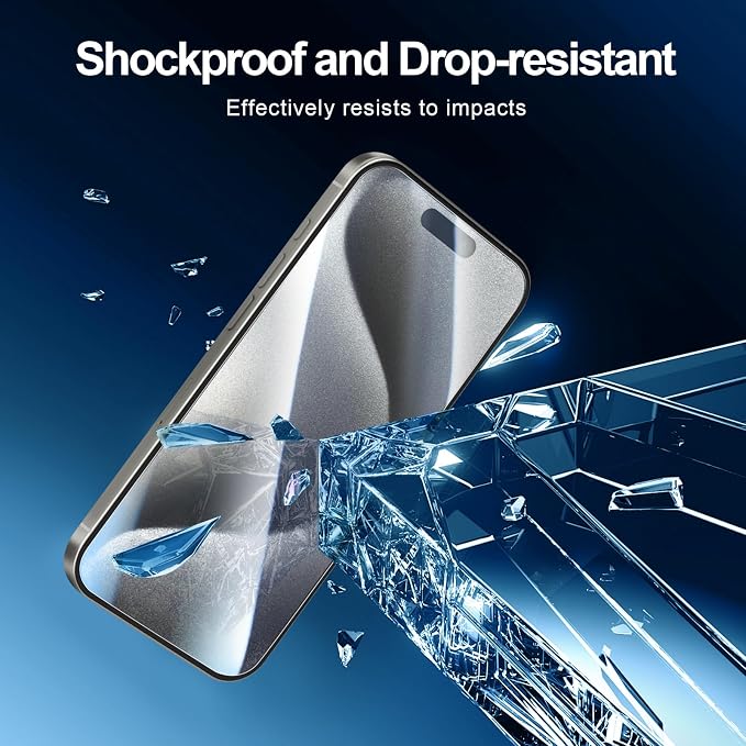 NEW'C 3x for iPhone 15 Pro Screen Protector+ 3x Camera Lens Protector, Sensor - Image 6