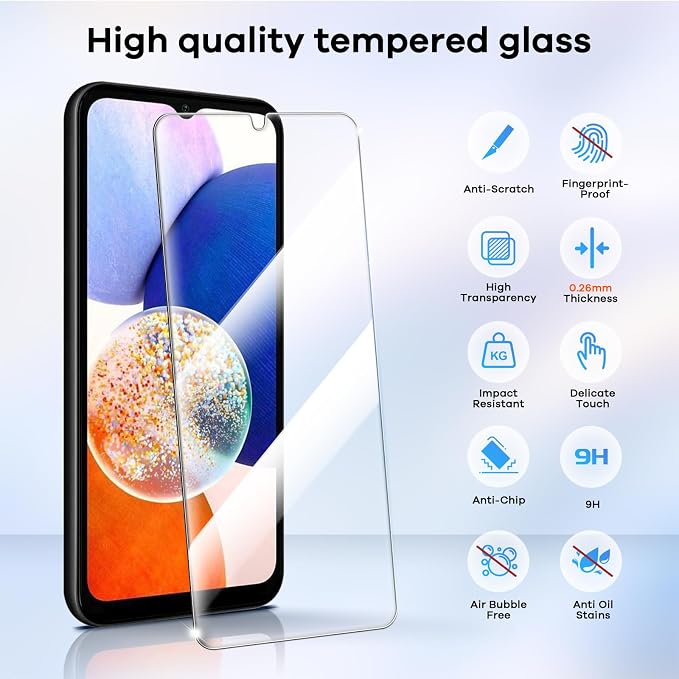 4+4 Pack for Samsung Galaxy A14 5G Screen Protector & Phone Camera Lens - Image 3