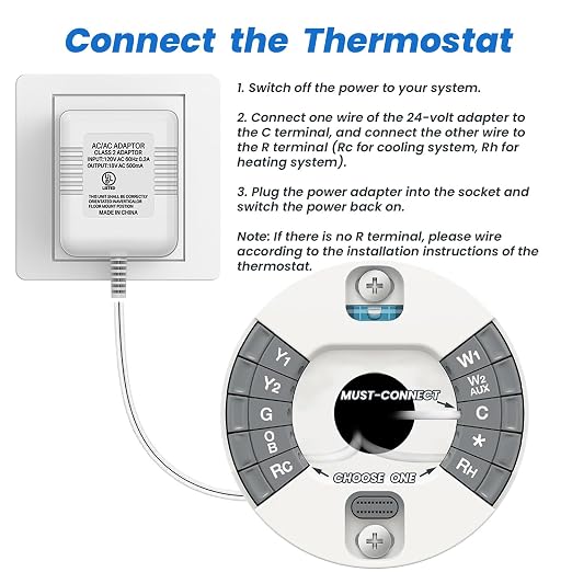 UL Certified Thermostat C Wire 24V Transformer, Wyze Thermostat and Most - Image 3