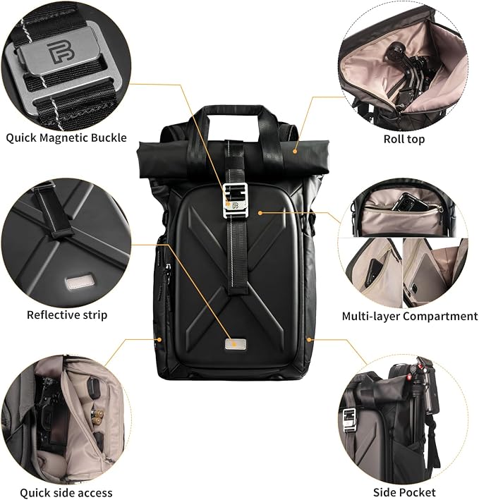 Besnfoto Hardshell Camera Backpack, DSLR SLR Mirrorless Camera Bag Waterproof - Image 2