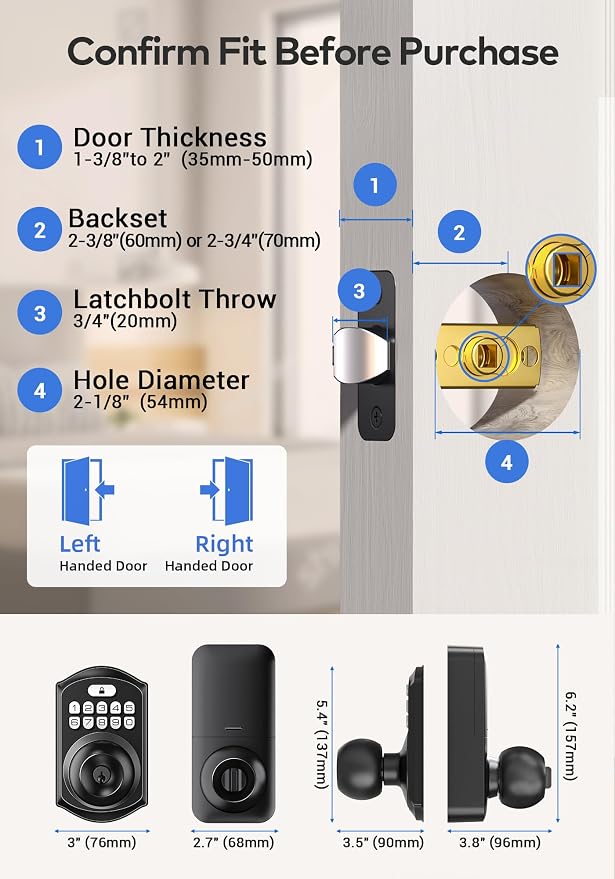 TEEHO TE003 Keyless Entry Keypad Door Lock - Image 2