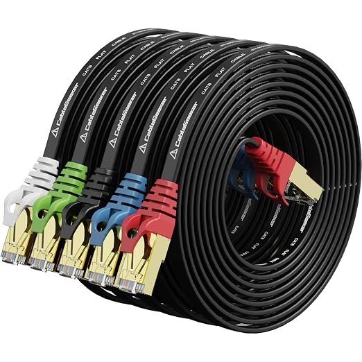 CableGeeker Cat 8 Ethernet Cable 7FT 5 Pack Black, 40Gbps 2000Mhz High Speed by CableGeeker
