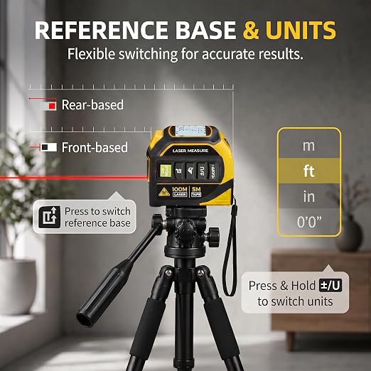 4-in-1 Digital Laser Tape Measure, 16FT Tape, 328FT Distance Meter | 33FT - Image 4