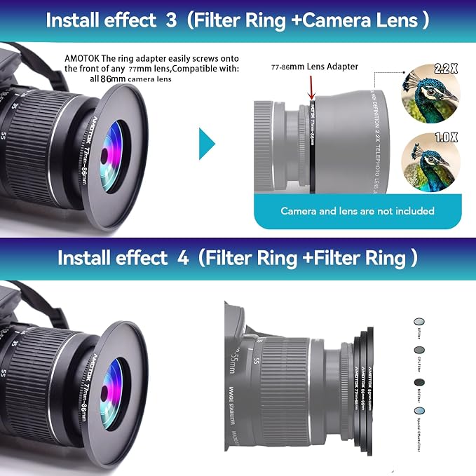 77mm Lens to 86mm Camera Lens Adapter, 77mm to 86mm Filter Step up Ring Adapter - Image 7