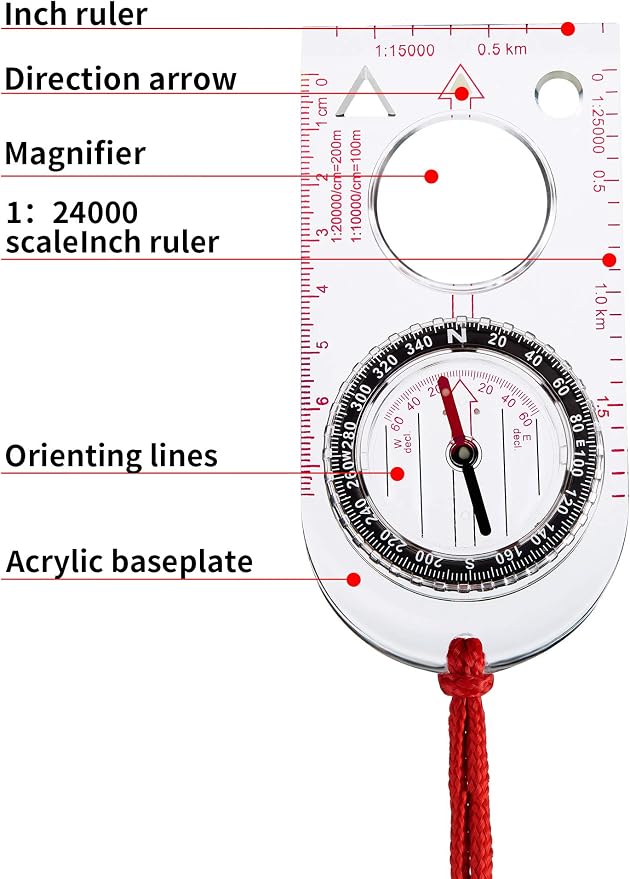 Gejoy 6 Pcs Orienteering Compass Bulk Portable Survival Compass Scout Learning - Image 3