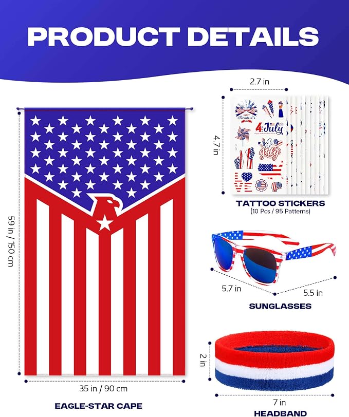 250 Year Wearable American Flag Cape Costume Set 250th Anniversary Merchandise - Image 6