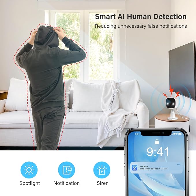 Jennov 2K WiFi Security Camera Indoor/Outdoor, Plug-in Home Surveillance Cam - Image 6