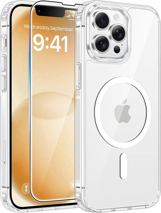 FNTCASE for iPhone 13 Pro Case: Anti Yellowing Transparent Clear Magnetic Phone by FNTCASE