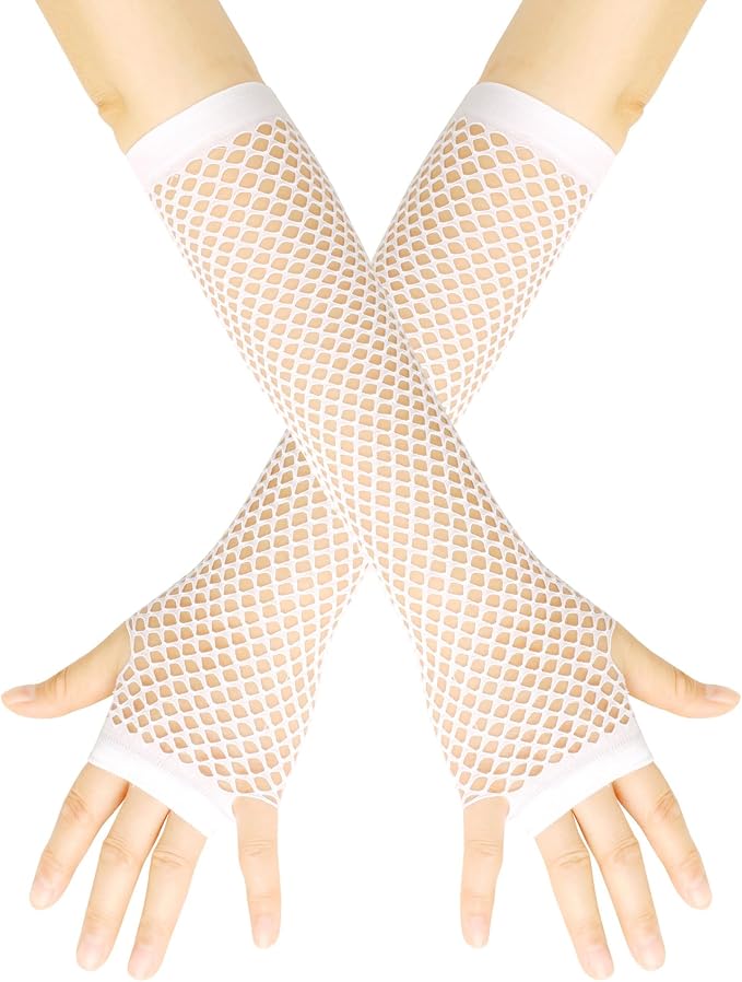 Seeksmile Women's Girls 80's Theme Party Emo Fingerless Arm Fishnet Gloves by Seeksmile