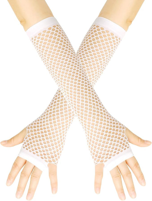 Seeksmile Women's Girls 80's Theme Party Emo Fingerless Arm Fishnet Gloves by Seeksmile