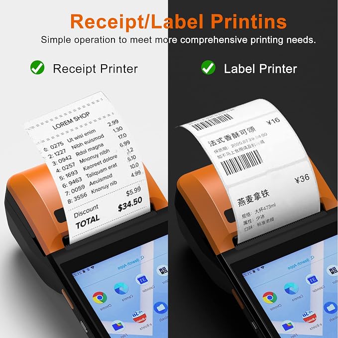 symcode POS PDA Thermal Receipt Printer, 1D 2D Barcode Scanner Handheld PDA - Image 4