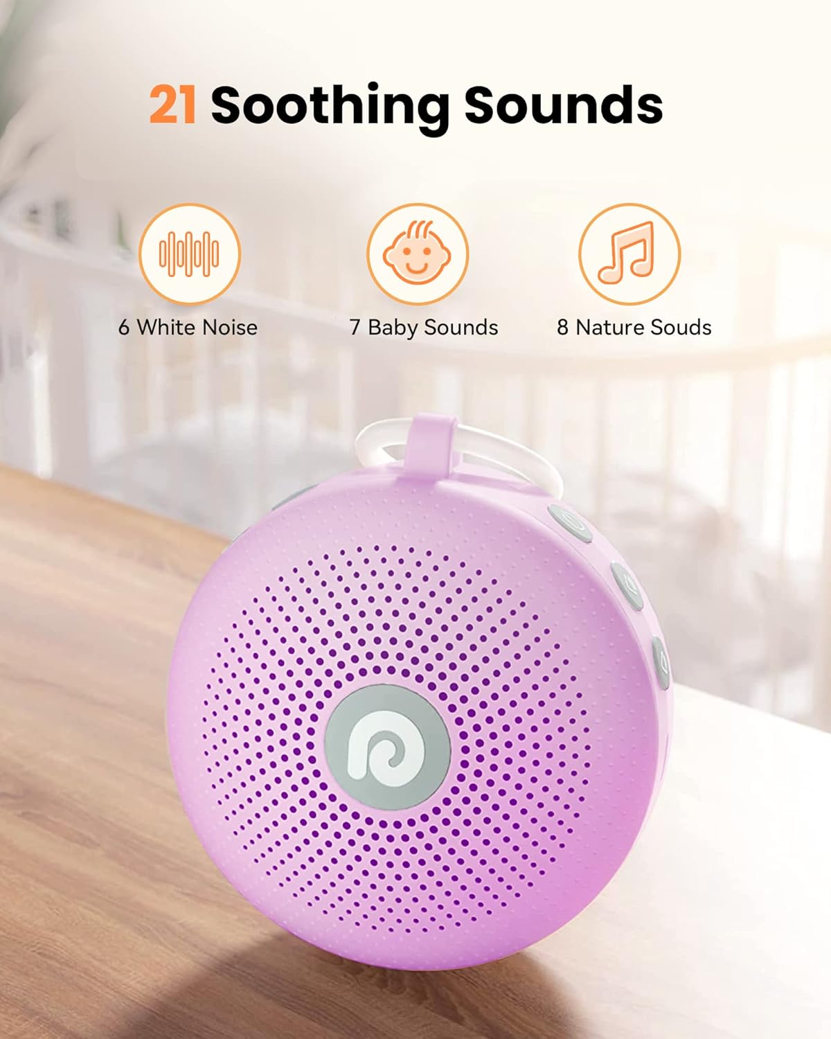Dreamegg Baby Sleep Soother - Portable White Noise Machine Sound Machine Baby, Features Powerful Battery, 21 Soothing Sound, Noise Canceling for Office & Sleeping, Home, Travel, Gift
