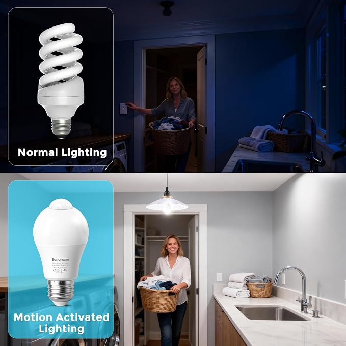3 Pack Motion Sensor Light Bulbs, 12W Motion Detector Light Bulb, Dusk to Dawn - Image 5