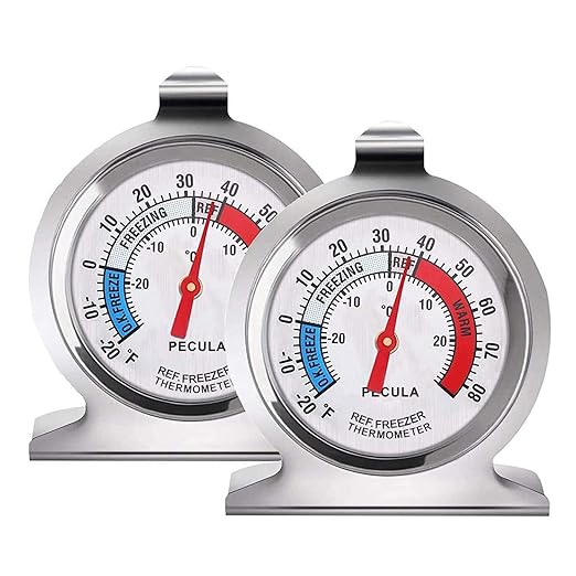 2 Pack Refrigerator Thermometer, 30-30°C/20-80°F, Classic Fridge Thermometer by PECULA