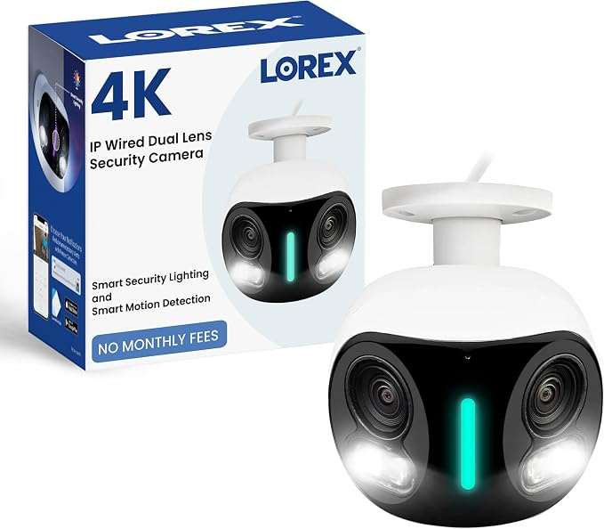 Lorex 4K 8MP IP Wired Dual-Lens Add-On Outdoor Security Camera | Smart Security by Lorex